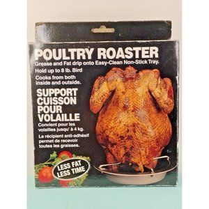 Poultry Roaster Grease & Fat Drip Holds Up To 8 Lb. Assemble Easily 3Pc.